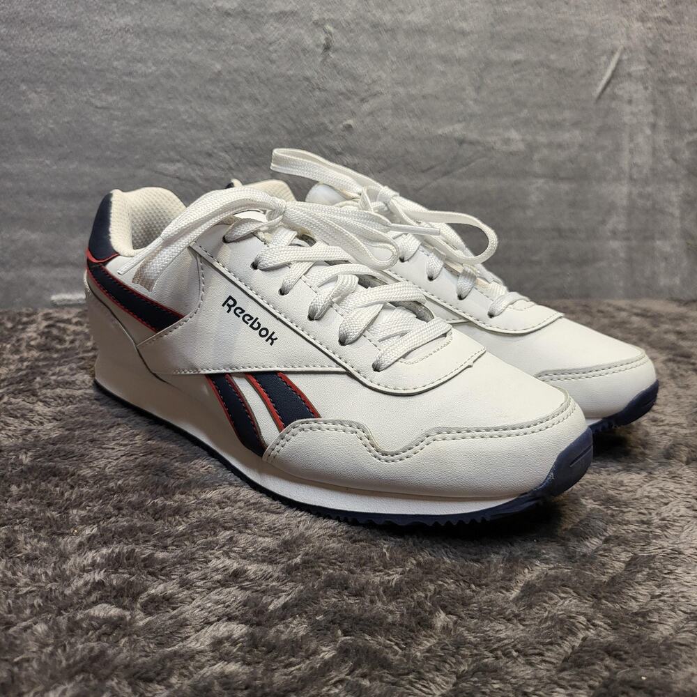 Reebok Shoes Boys Size 4.5 White Navy Red Classic Retro Jogger EU 36 HP4850